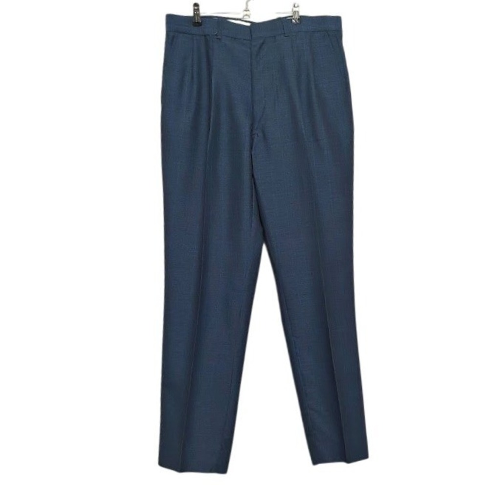 Men's Navy Blue Dress Pants Size 36x30 Pinstripe Straight Leg Classic Slacks